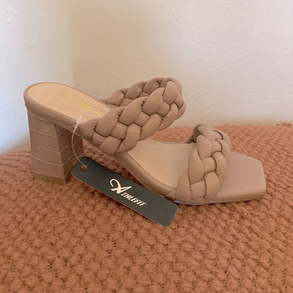Braided Heeled Mule Sandals ~ Size 5.5
